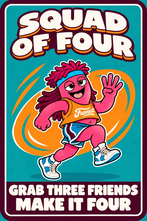 Flip Out card: Squad of Four. Grab three friends, make it four.